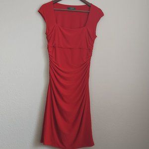 Lauren Ralph Lauren Red Ruched Bodycon Dress